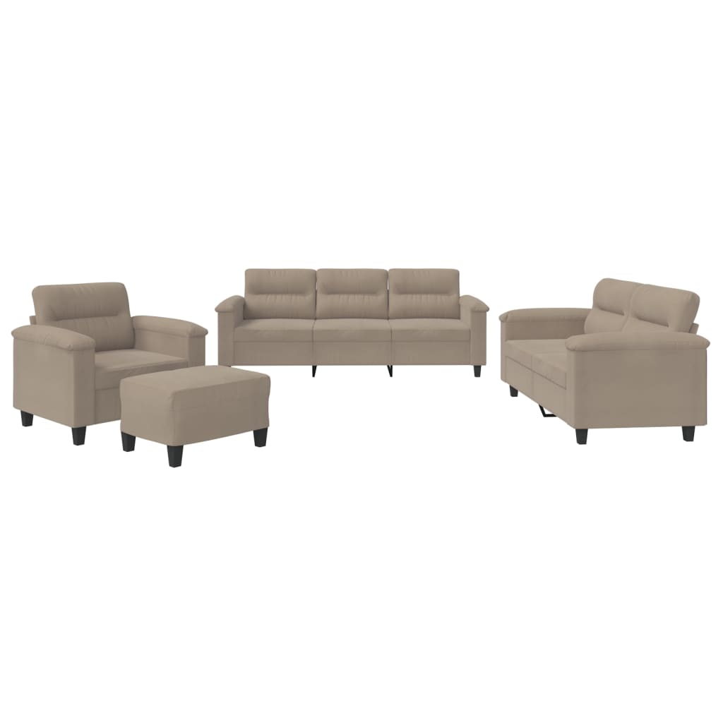 sofasæt 4 dele med hynder mikrofiberstof gråbrun