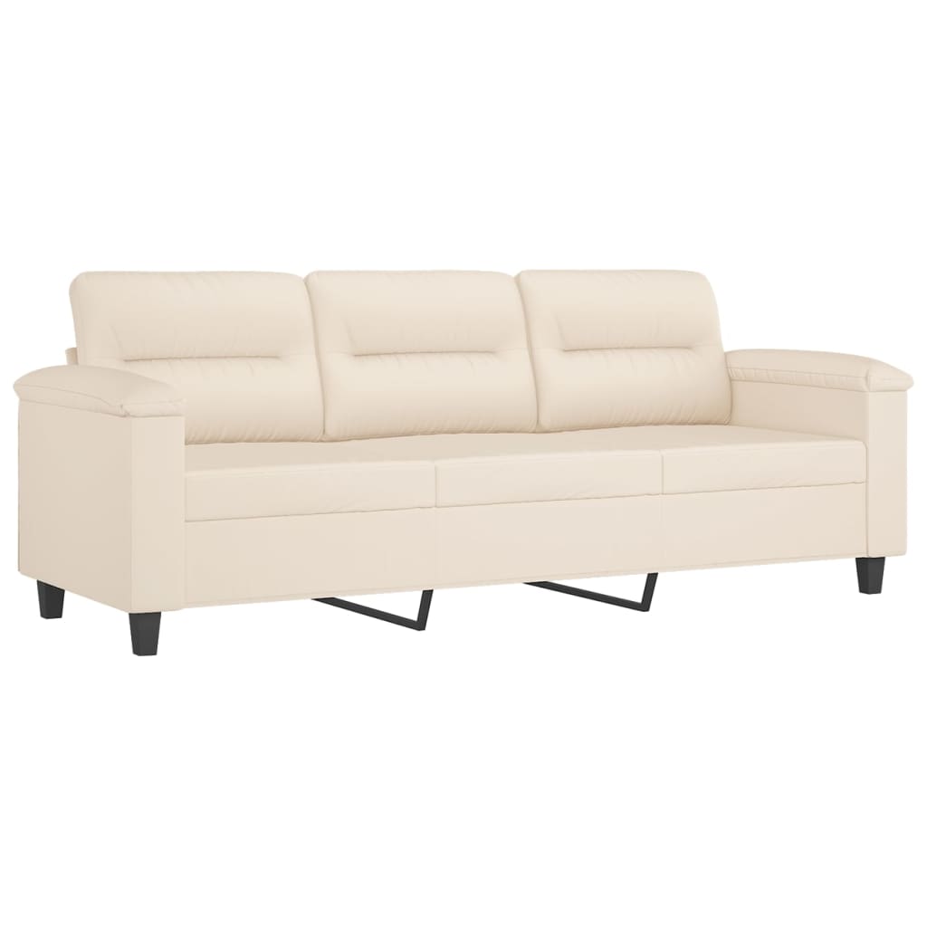 sofasæt 4 dele med hynder mikrofiberstof beige
