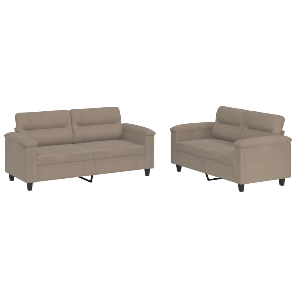 sofasæt 2 dele med hynder mikrofiberstof gråbrun