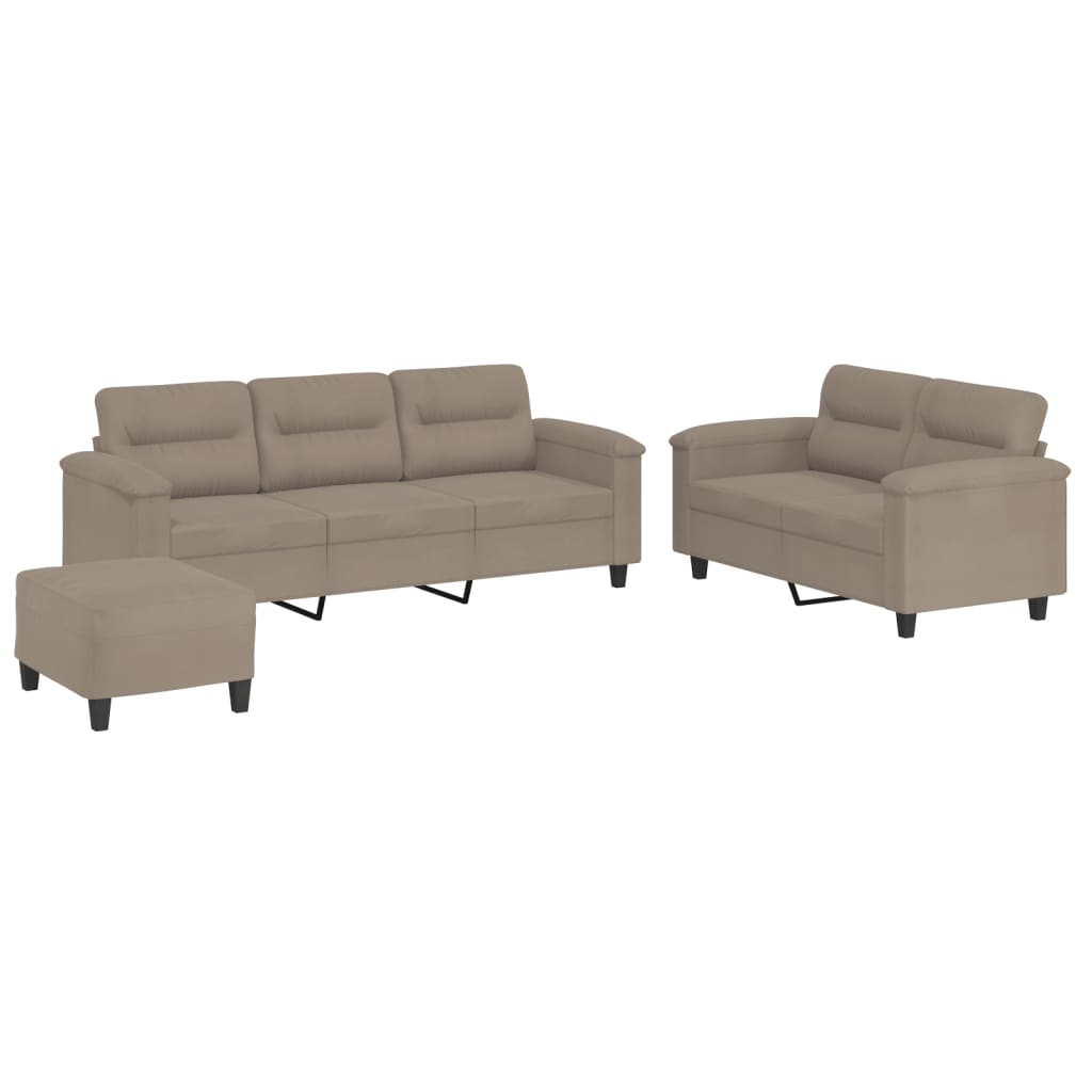 sofasæt 3 dele med hynder mikrofiberstof gråbrun