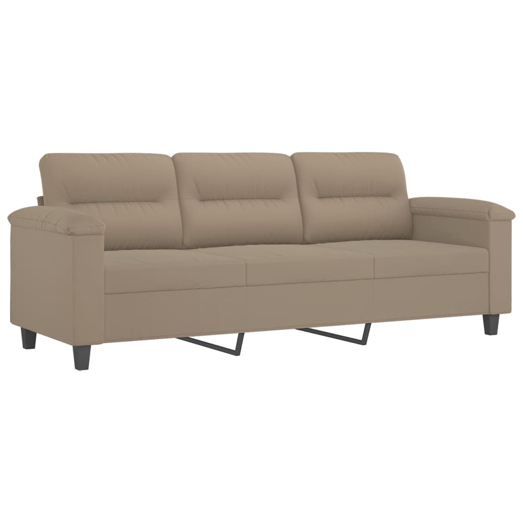 sofasæt 3 dele med hynder mikrofiberstof gråbrun