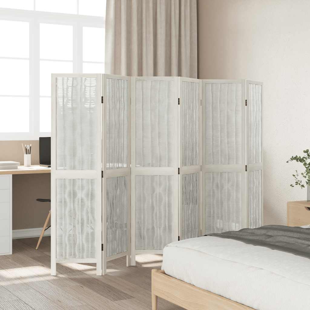 rumdeler 6 paneler massivt kejsertræ hvid