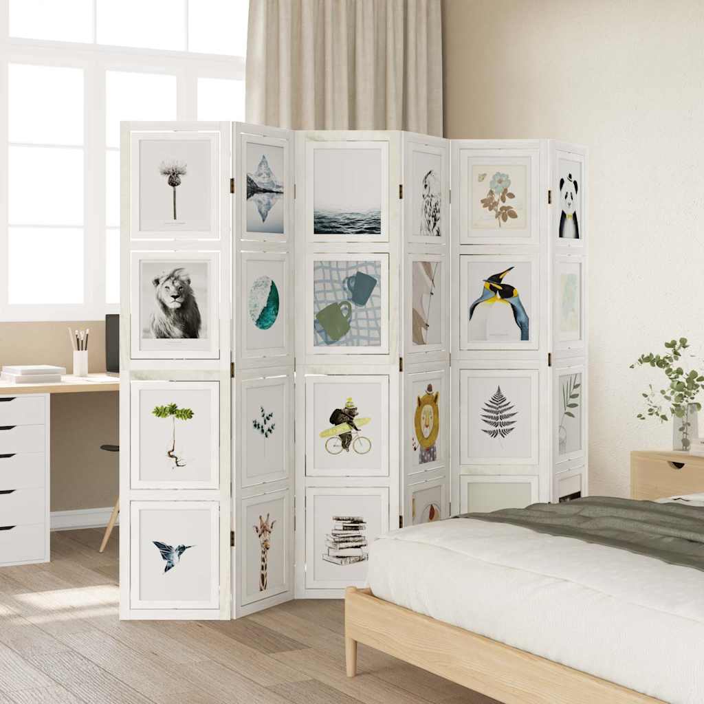 rumdeler 6 paneler massivt kejsertræ hvid