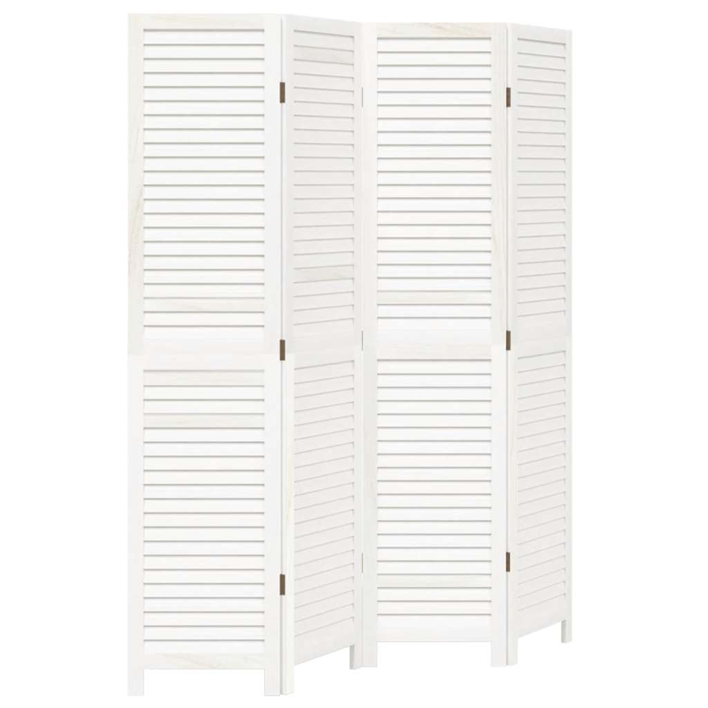 rumdeler 4 paneler massivt kejsertræ hvid