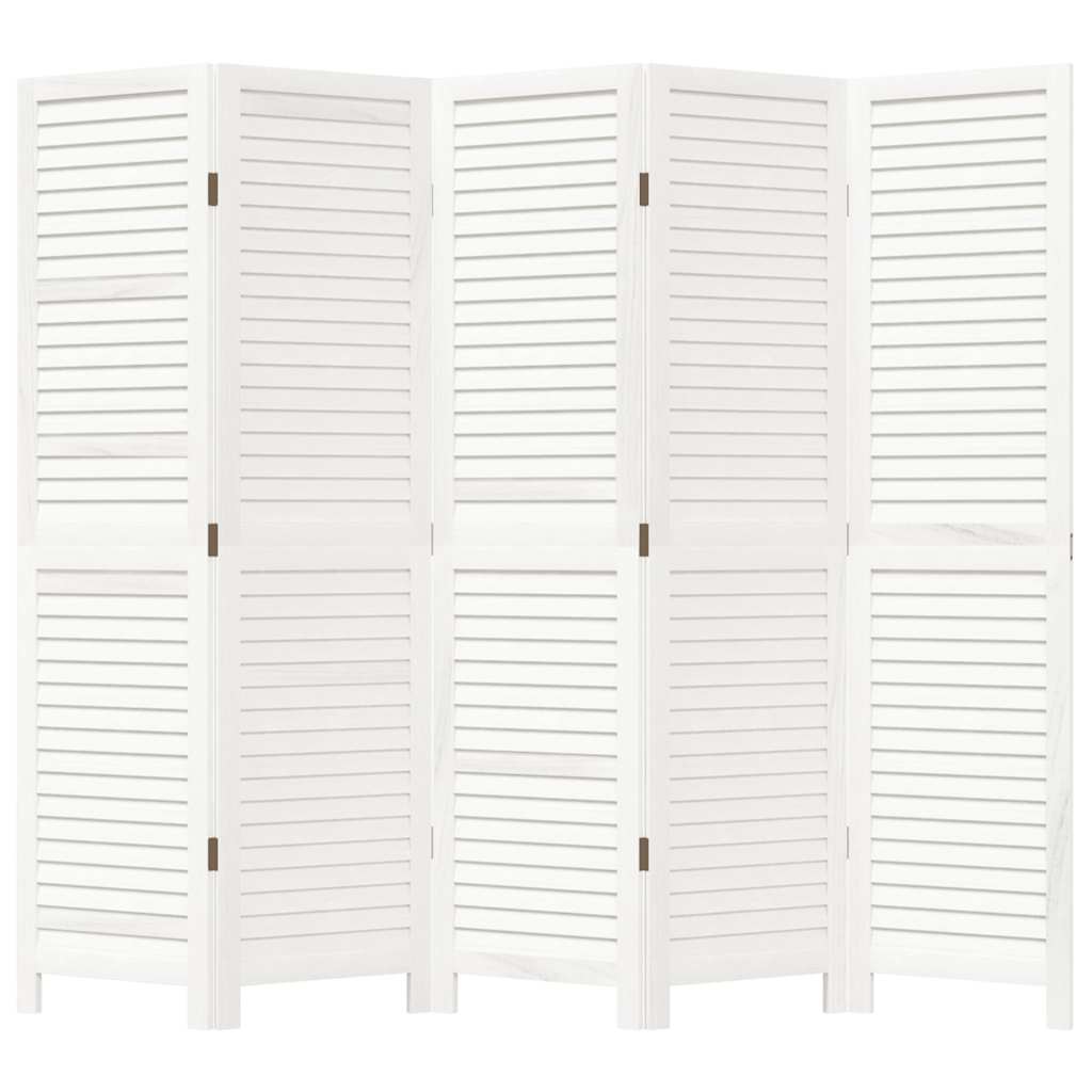 rumdeler 5 paneler massivt kejsertræ hvid