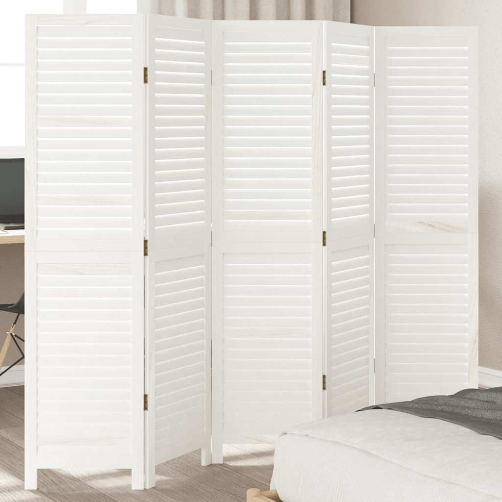 rumdeler 5 paneler massivt kejsertræ hvid