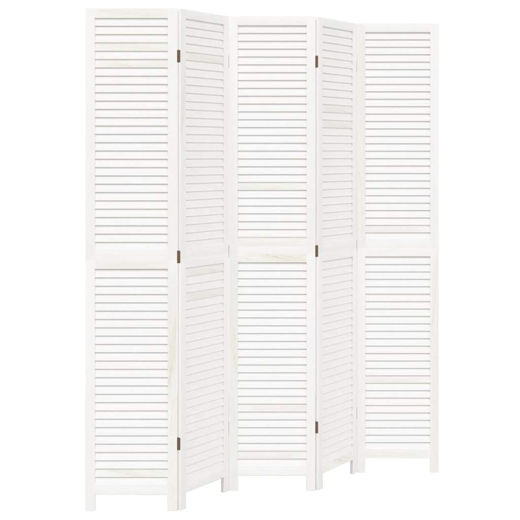 rumdeler 5 paneler massivt kejsertræ hvid