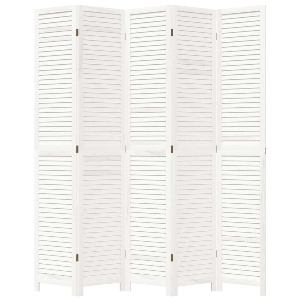 rumdeler 5 paneler massivt kejsertræ hvid