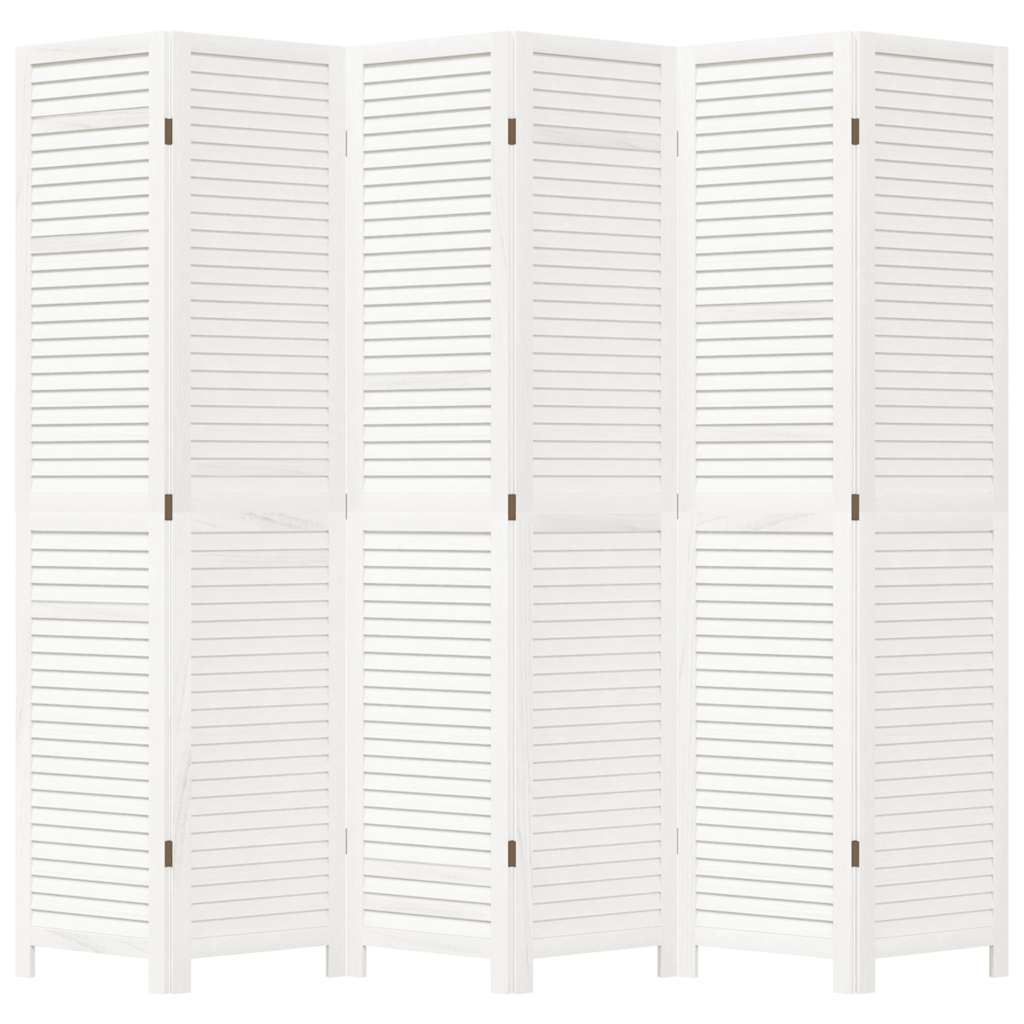 rumdeler 6 paneler massivt kejsertræ hvid