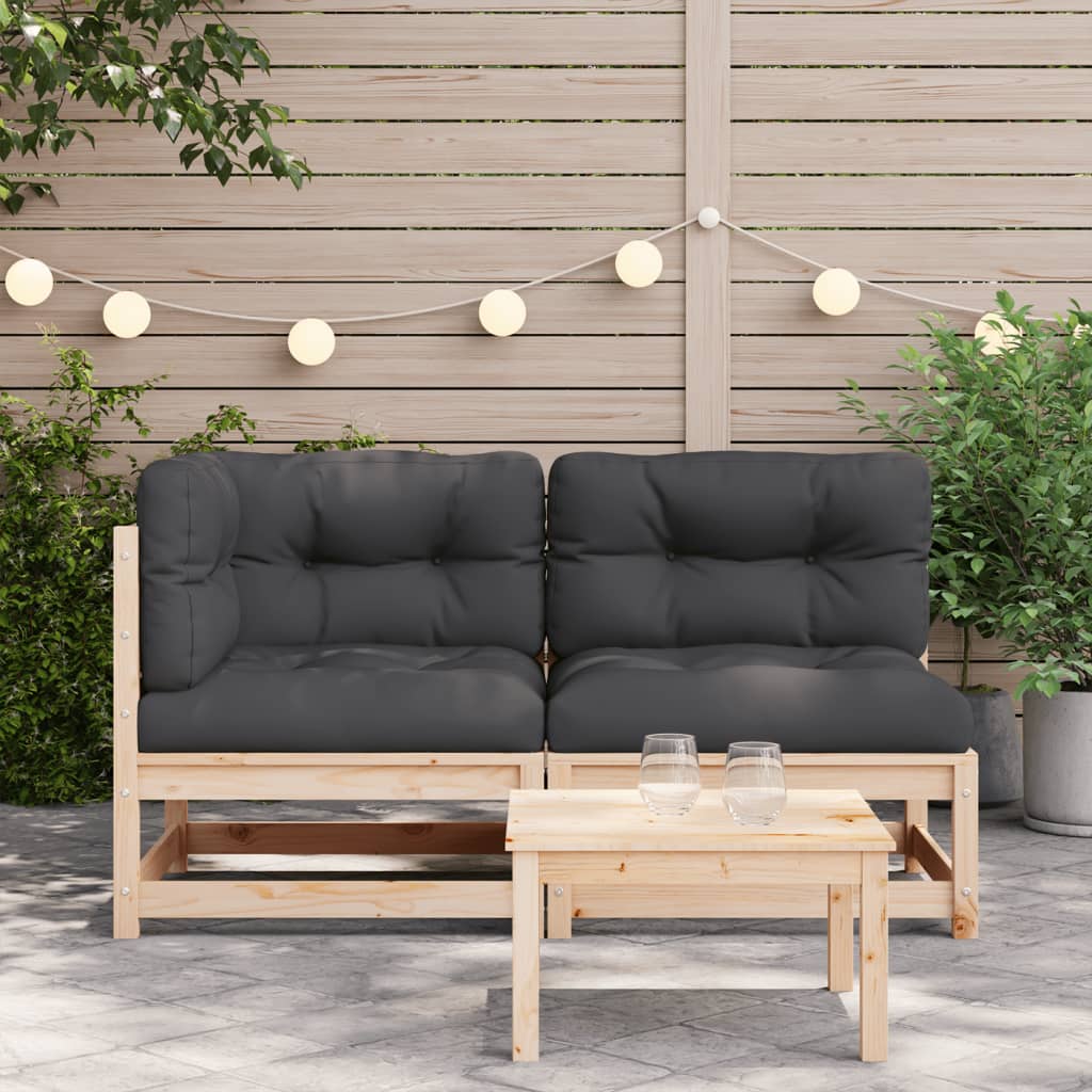 2-personers havesofa m. hynder massivt fyrretræ