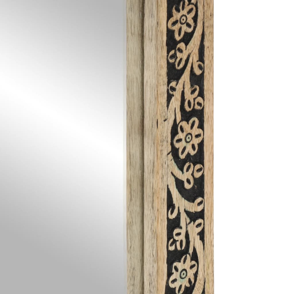 badeværelsesspejl 50x70x2,5 cm massivt mangotræ og glas