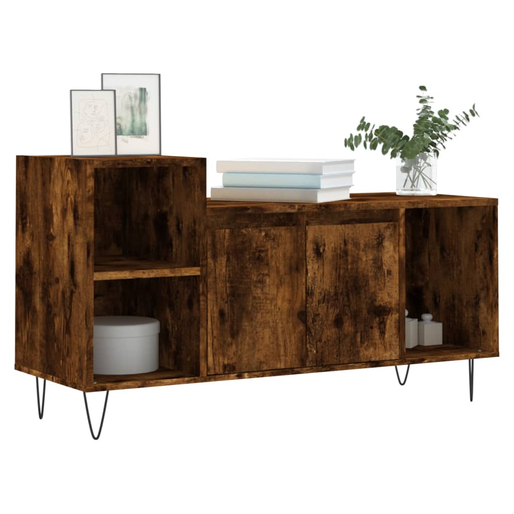 tv-bord 100x35x55 cm konstrueret træ røget egetræsfarve