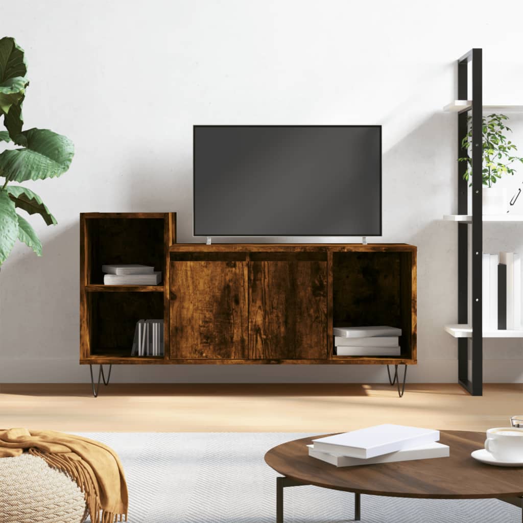 tv-bord 100x35x55 cm konstrueret træ røget egetræsfarve