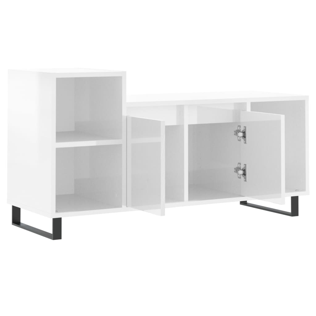 tv-bord 100x35x55 cm konstrueret træ hvid højglans