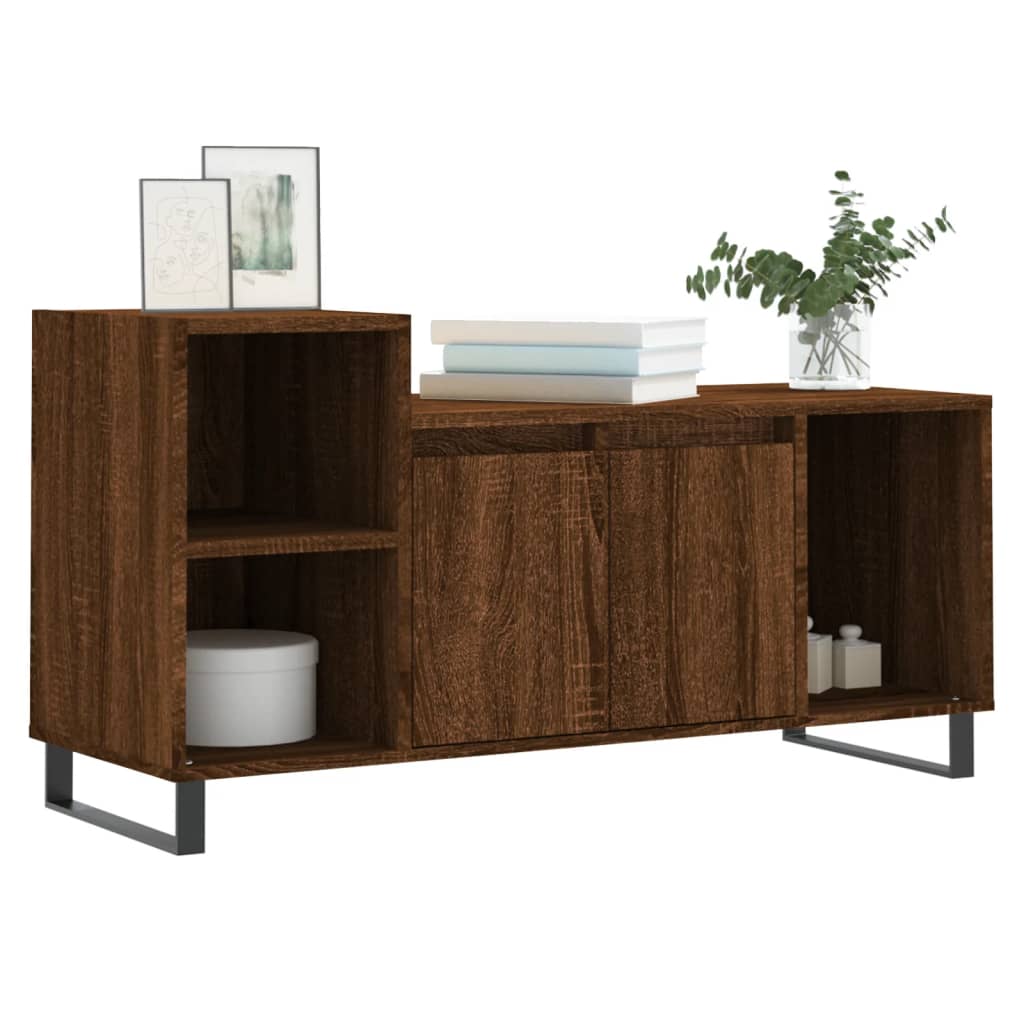 tv-bord 100x35x55 cm konstrueret træ brun egetræsfarve