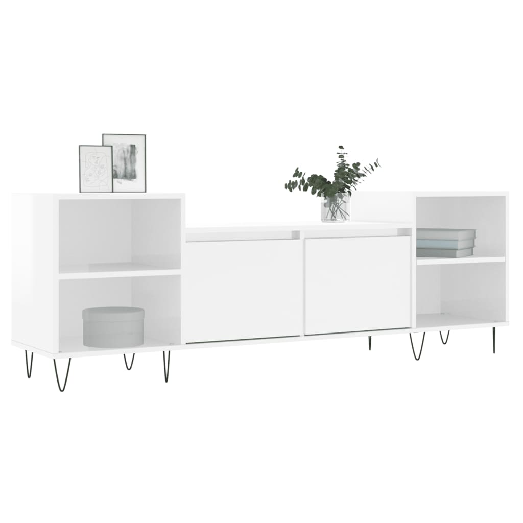 tv-bord 160x35x55 cm konstrueret træ hvid højglans