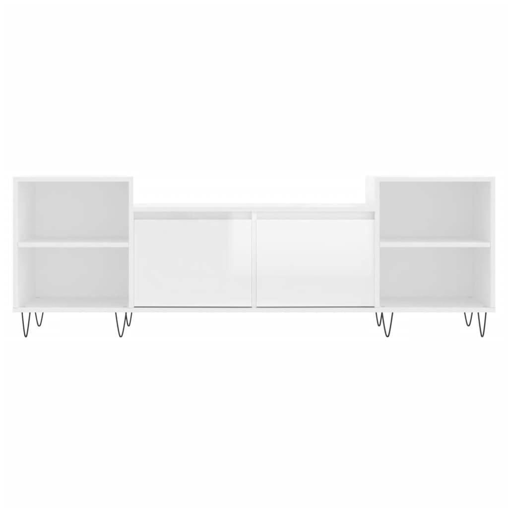 tv-bord 160x35x55 cm konstrueret træ hvid højglans
