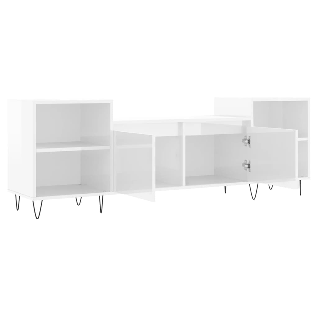 tv-bord 160x35x55 cm konstrueret træ hvid højglans