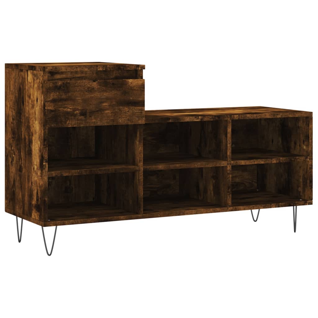 skoskab 102x36x60 cm konstrueret træ røget egetræsfarve