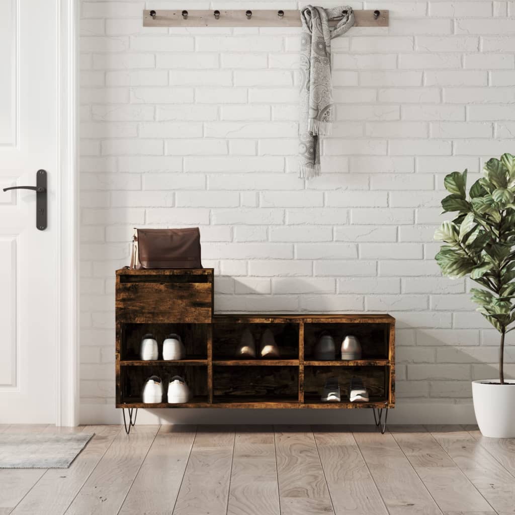 skoskab 102x36x60 cm konstrueret træ røget egetræsfarve