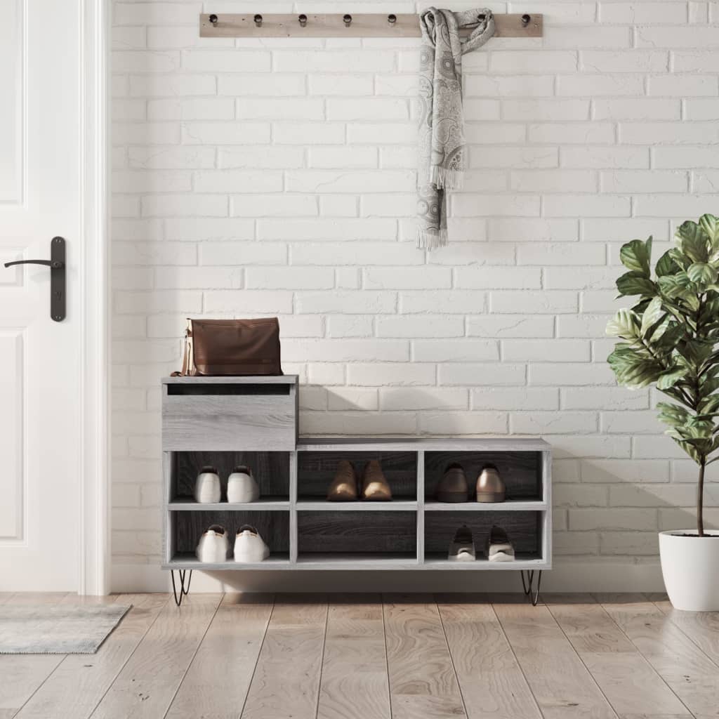 skoskab 102x36x60 cm konstrueret træ grå sonoma-eg