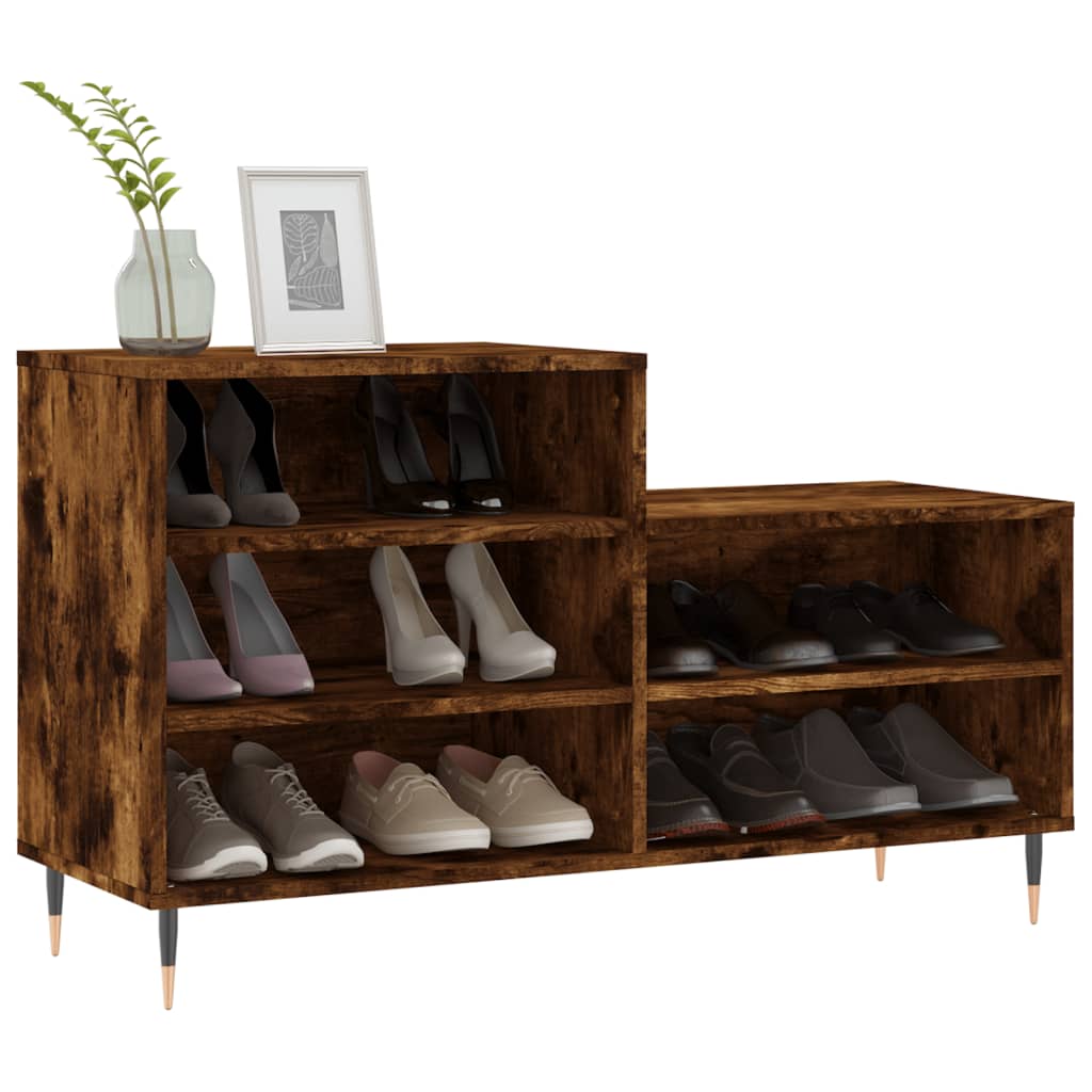 skoskab 102x36x60 cm konstrueret træ røget egetræsfarve