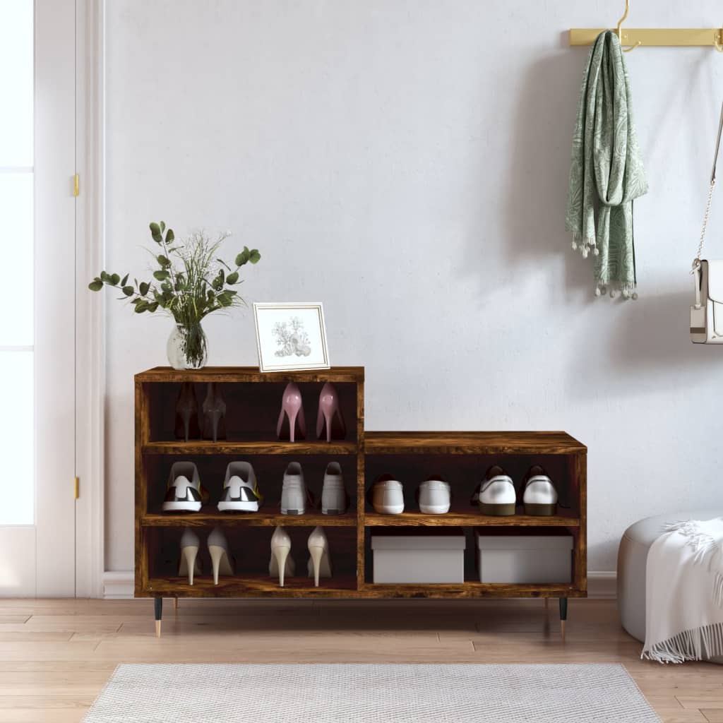 skoskab 102x36x60 cm konstrueret træ røget egetræsfarve