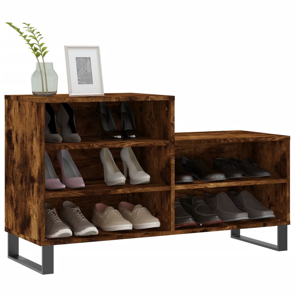 skoskab 102x36x60 cm konstrueret træ røget egetræsfarve