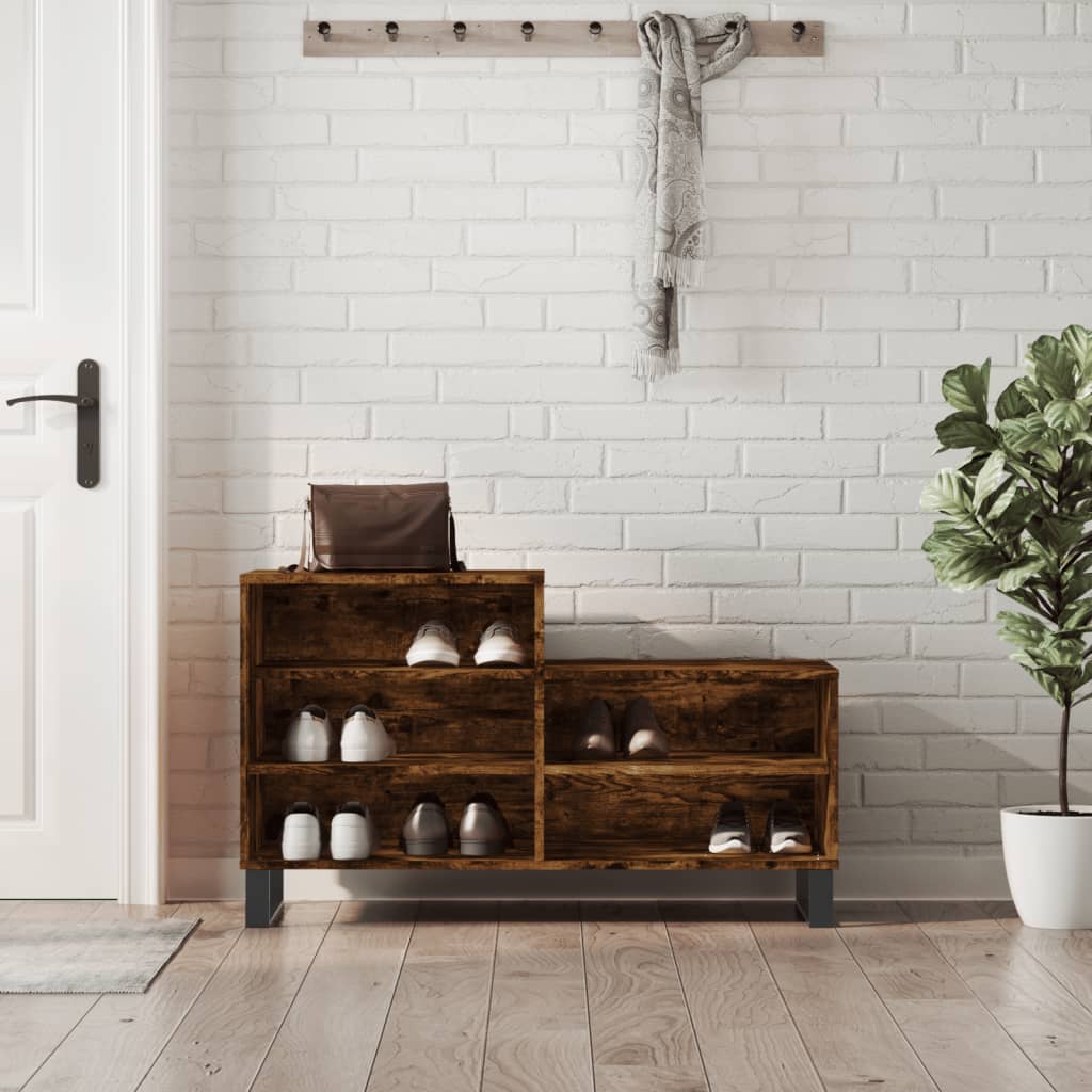 skoskab 102x36x60 cm konstrueret træ røget egetræsfarve