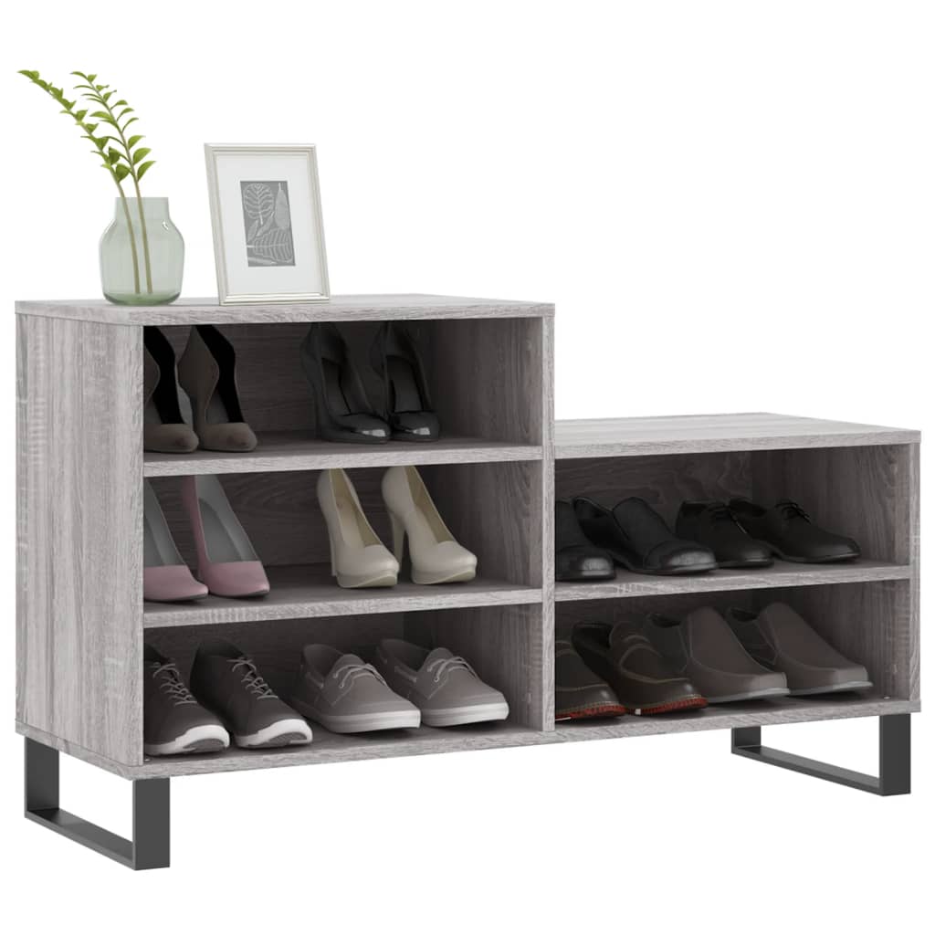 skoskab 102x36x60 cm konstrueret træ grå sonoma-eg