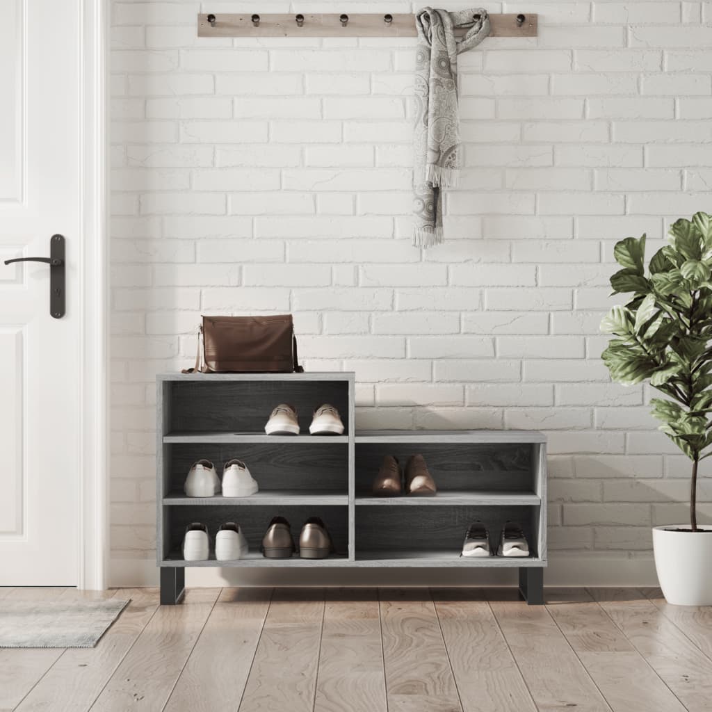 skoskab 102x36x60 cm konstrueret træ grå sonoma-eg