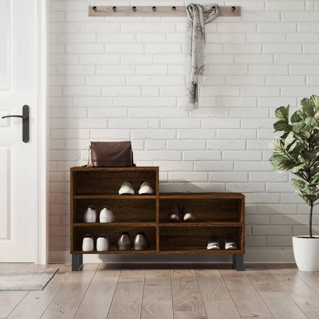 skoskab 102x36x60 cm konstrueret træ brun egetræ