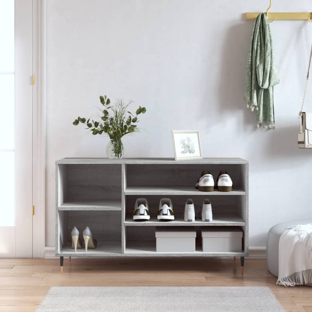 skoskab 102x36x60 cm konstrueret træ grå sonoma-eg