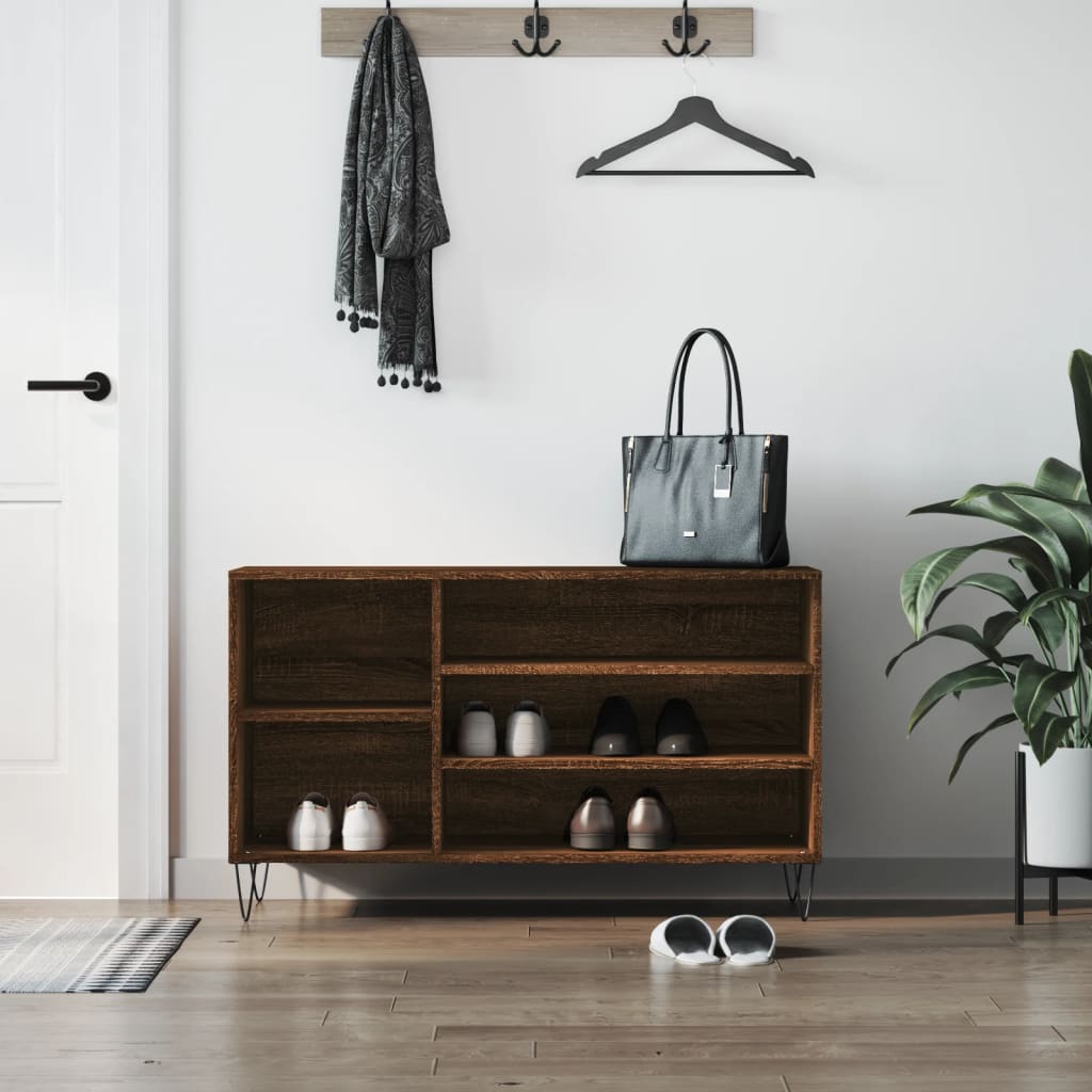 skoskab 102x36x60 cm konstrueret træ brun egetræ