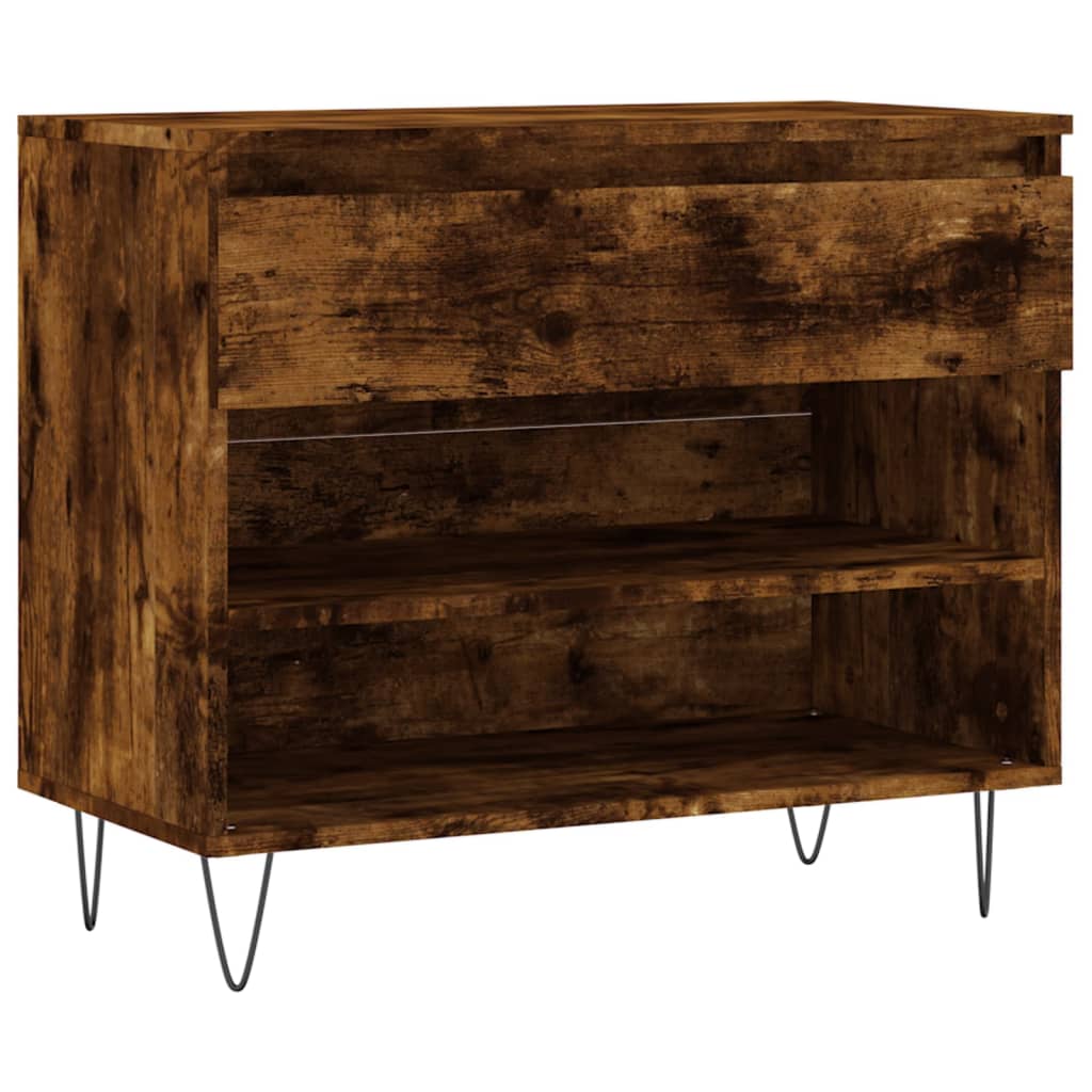 skoskab 70x36x60 cm konstrueret træ røget egetræsfarve