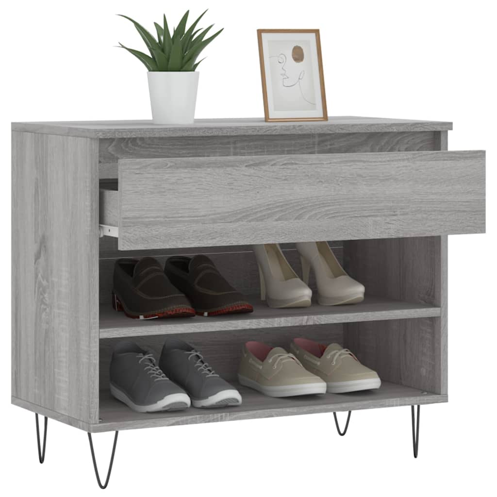 skoskab 102x36x60 cm konstrueret træ grå sonoma-eg