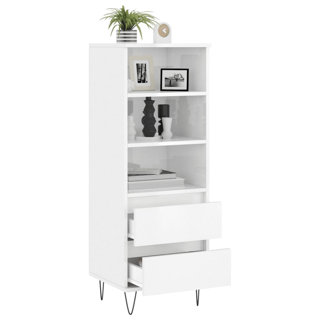 højskab 40x36x110 cm konstrueret træ hvid højglans