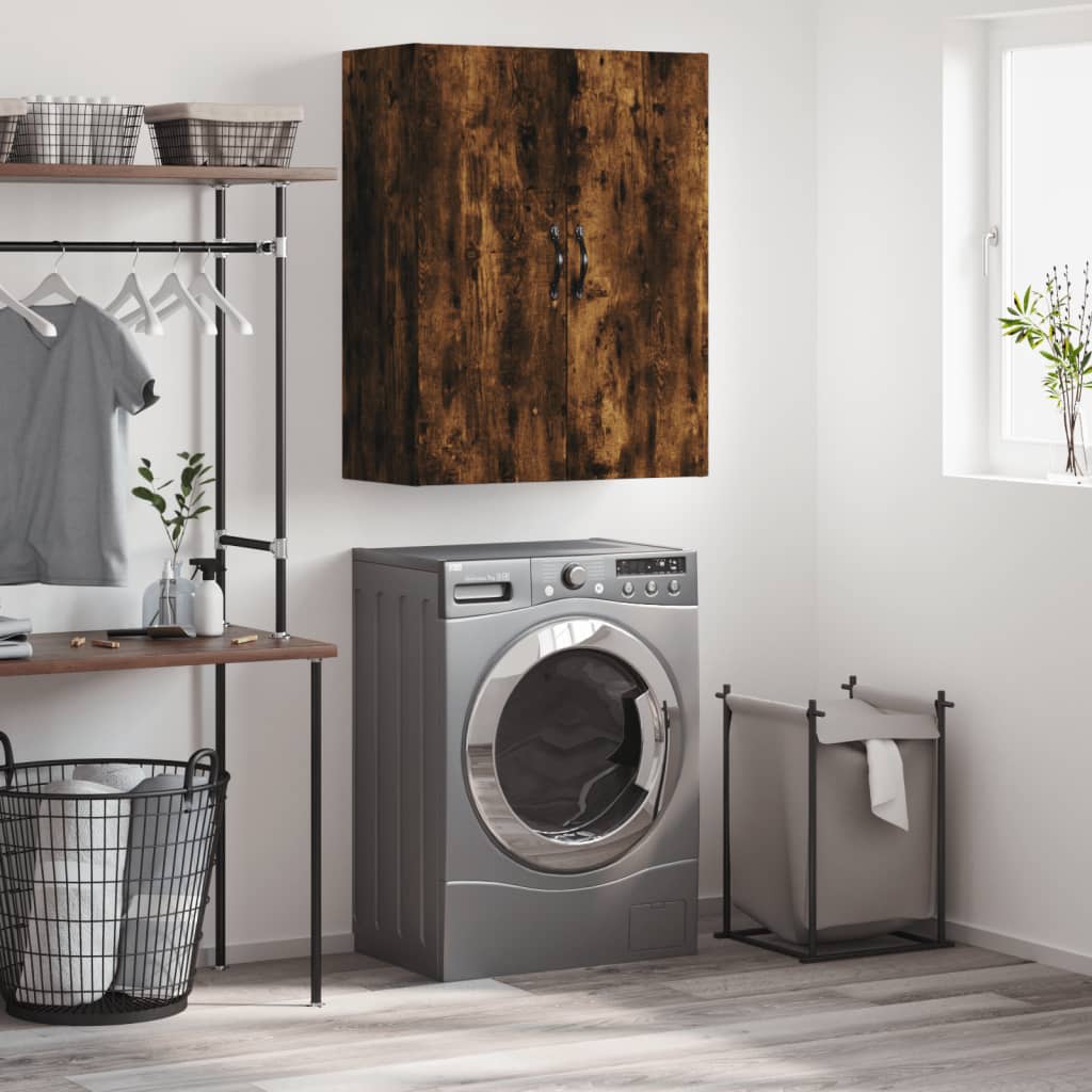 vægskab 69,5x34x90 cm konstrueret træ røget sonoma-eg