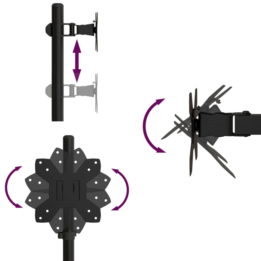 dobbelt skærmstativ VESA 75/100 mm stål sort