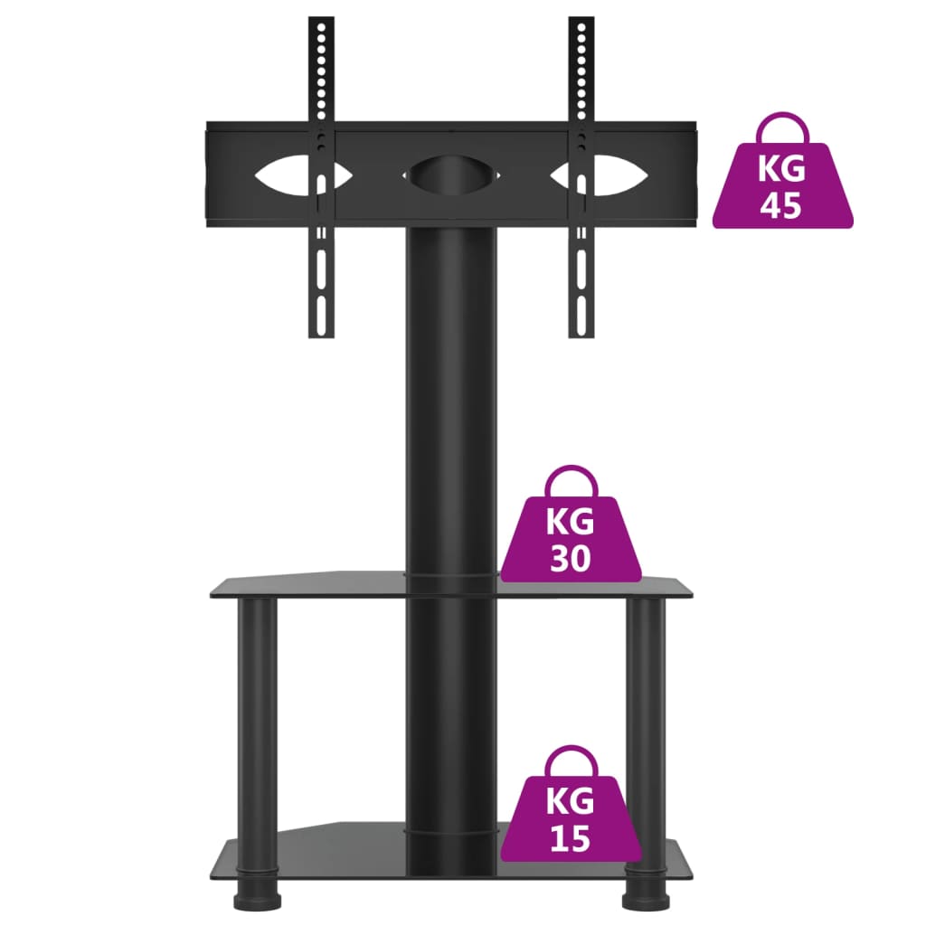 tv-stativ til hjørne 2 hylder til 32"-70" sort