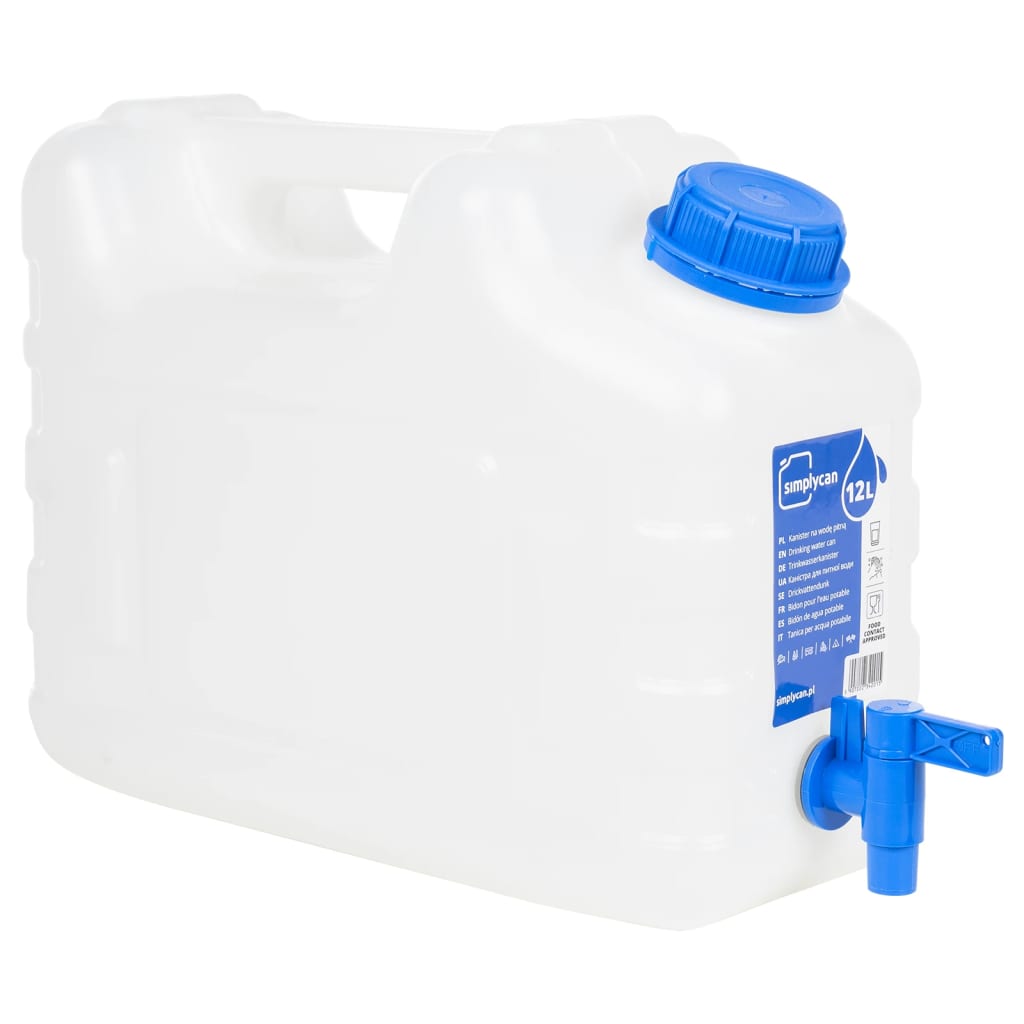 vanddunk med tappehane 10 l plast transparent