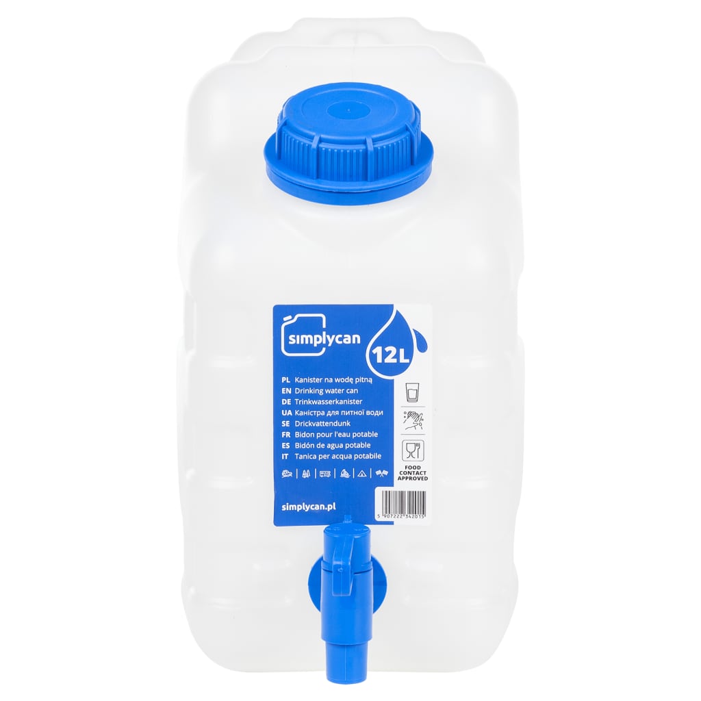 vanddunk med tappehane 10 l plast transparent