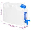 vanddunk med tappehane 10 l plast transparent