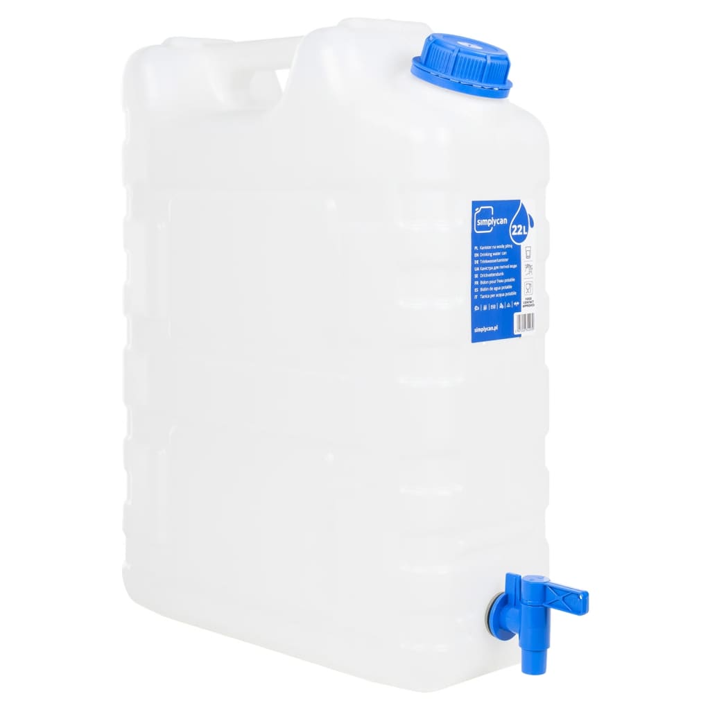 vanddunk med tappehane 20 l plast transparent