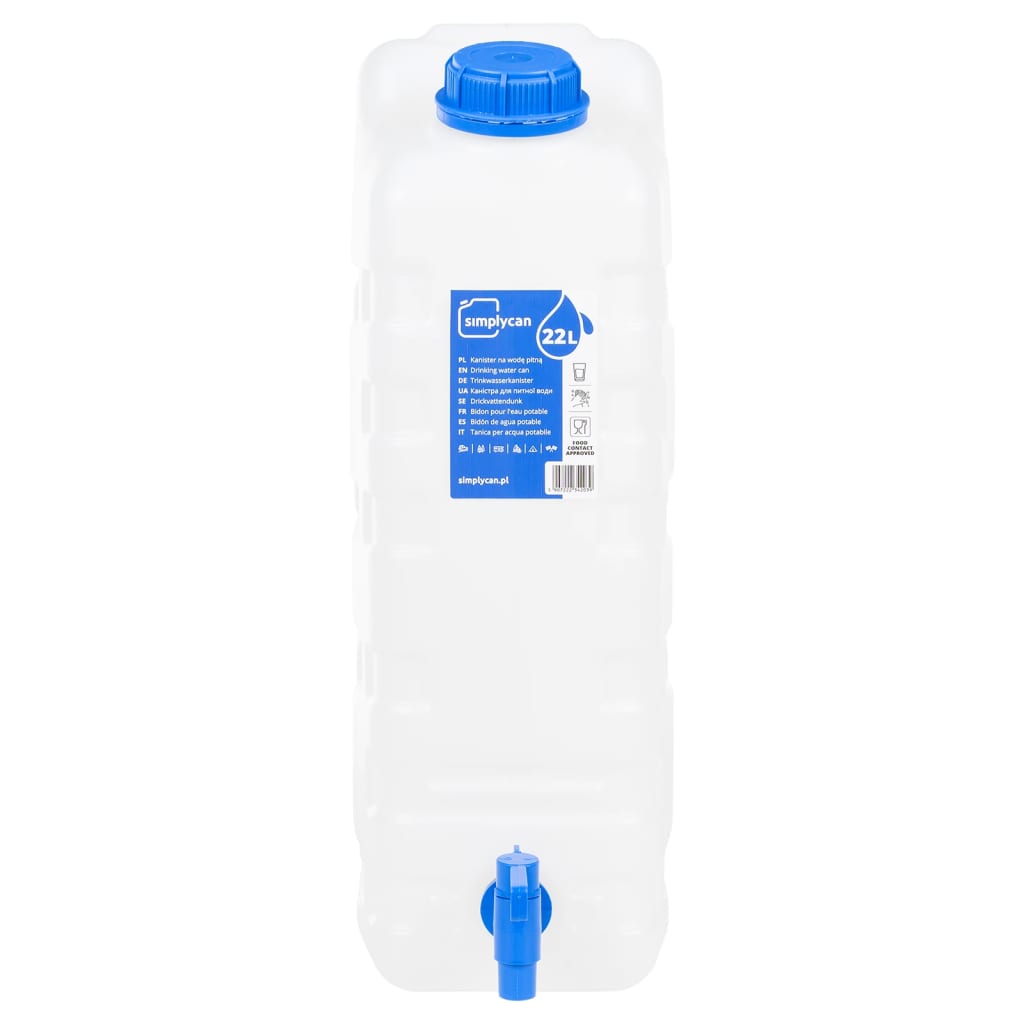 vanddunk med tappehane 20 l plast transparent