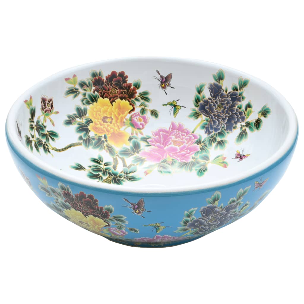 håndvask til bordplade Φ41x14 cm rund keramik flerfarvet