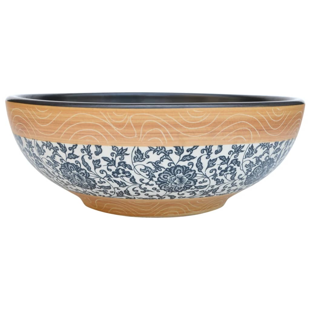 håndvask til bordplade Φ41x14 cm rund keramik flerfarvet