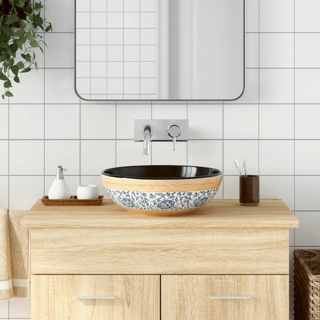 håndvask til bordplade Φ41x14 cm rund keramik flerfarvet