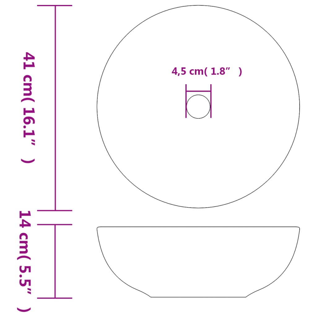 håndvask til bordplade Φ41x14 cm rund keramik brun og blå