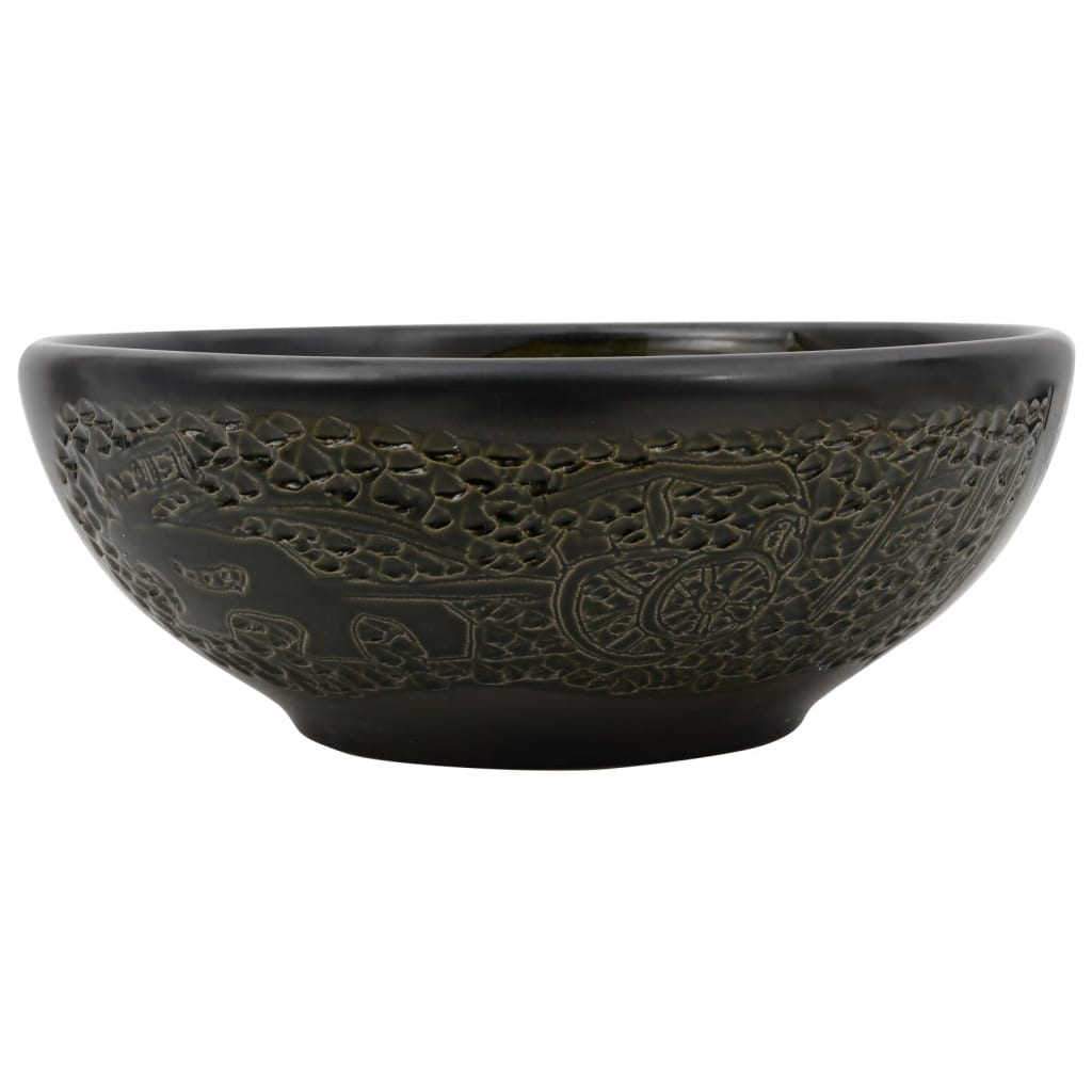 håndvask til bordplade Φ41x14 cm rund keramik sort
